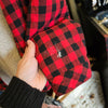 EN CREINE Red Check Lace Lined Button Up L