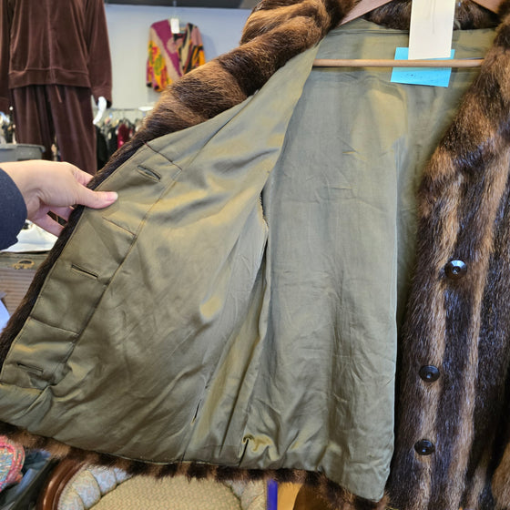 VINTAGE Stripe Raccoon Car Coat