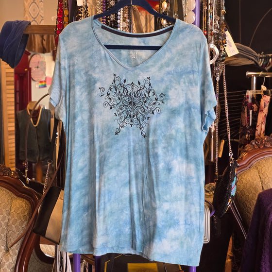 MADE FOR LIFE Blue Tiedye Swirly Tee 1X