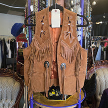  SCULLY Tan Leather Fringe/Beaded Western Vest 36