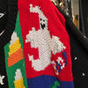 VINTAGE ALEXANDRA BARLETT Halloween Knit Cardigan w. Wooden Ghost Buttons