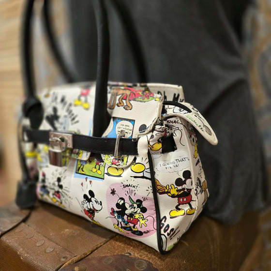 DISNEY White Mickey Doodle Bag - PopRock Vintage. The cool quotes t-shirt store.