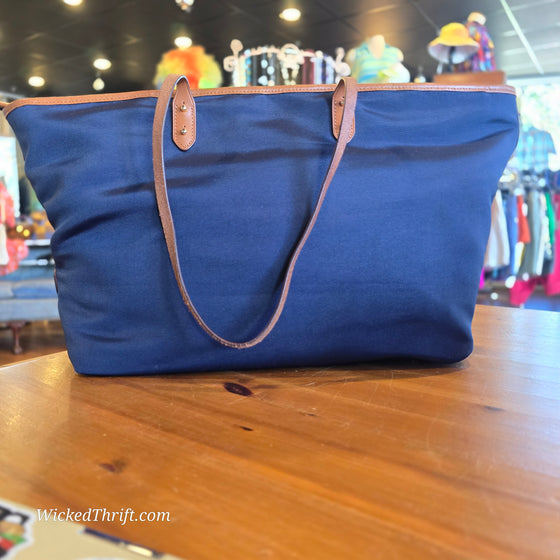 LAUREN RALPH LAUREN Blue Tote w. Leather Trim AS IS - PopRock Vintage. The cool quotes t-shirt store.
