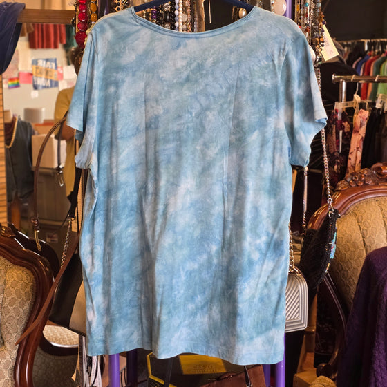MADE FOR LIFE Blue Tiedye Swirly Tee 1X