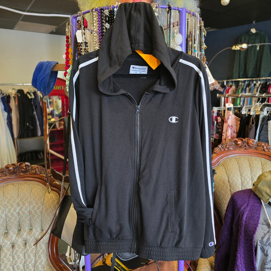 CHAMPION Black/White Zip Up Hoodie XXL