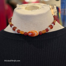  ORANGE Stone Bead Toggle Necklace - PopRock Vintage. The cool quotes t-shirt store.