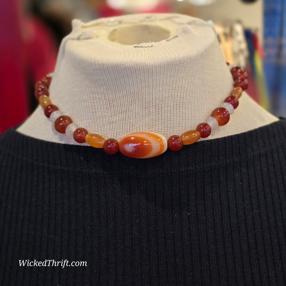 ORANGE Stone Bead Toggle Necklace - PopRock Vintage. The cool quotes t-shirt store.