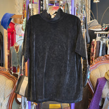  VENIZIA JEANS Black Velvet High Neck Short Sleeve Top 22/24